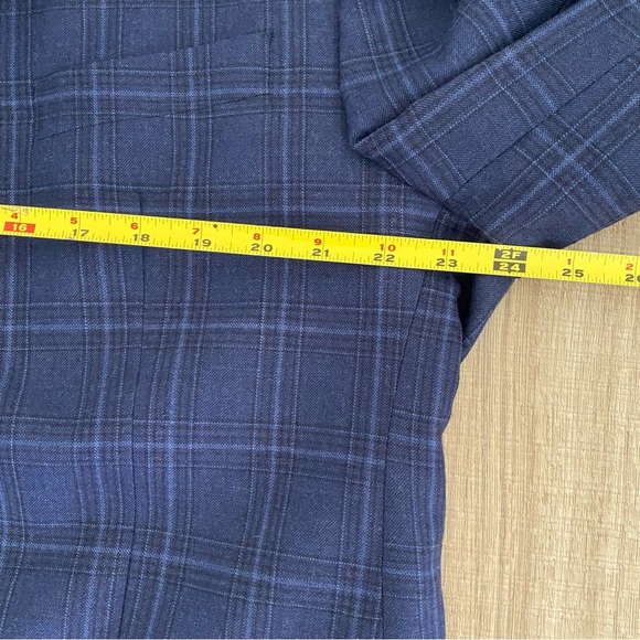 Ralph Lauren Men's Navy Windowpane Wool Blend Blazer Jacket 46R Business Casual - Picture 13 of 16